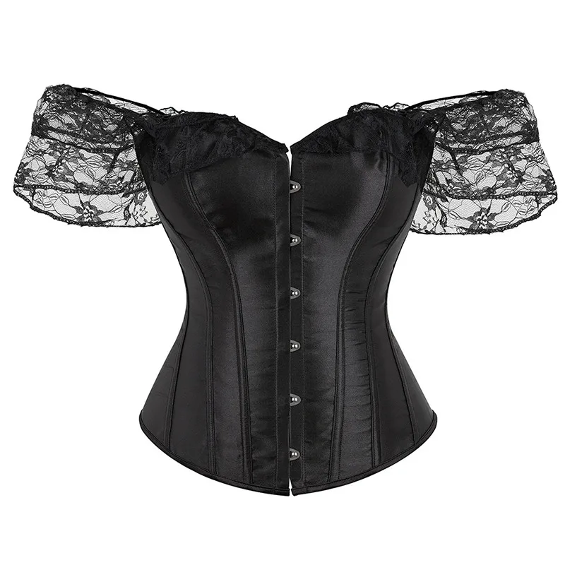 Satin Overbust Corset Lace Floral Sleeves Women's Sexy Gothic Corset Vintage Lace Up Bustier Off Shoulder Corsets Overbust Top
Satin Overbust Corset Lace Floral Sleeves Women's Sexy Gothic Corset Vintage Lace Up Bustier Off Shoulder Corsets Overbust Top
