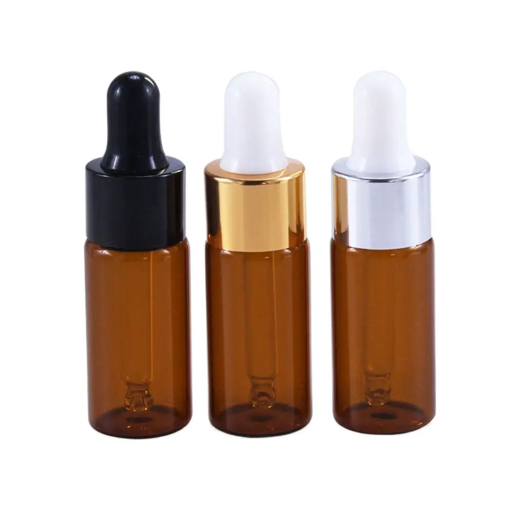

20/50pcs 5ml 10ml 15ml 20ml Glass Dropper Bottle Amber Essential Oil Pipette Bottle Perfume Sample Vial Empty Cosmetic Container