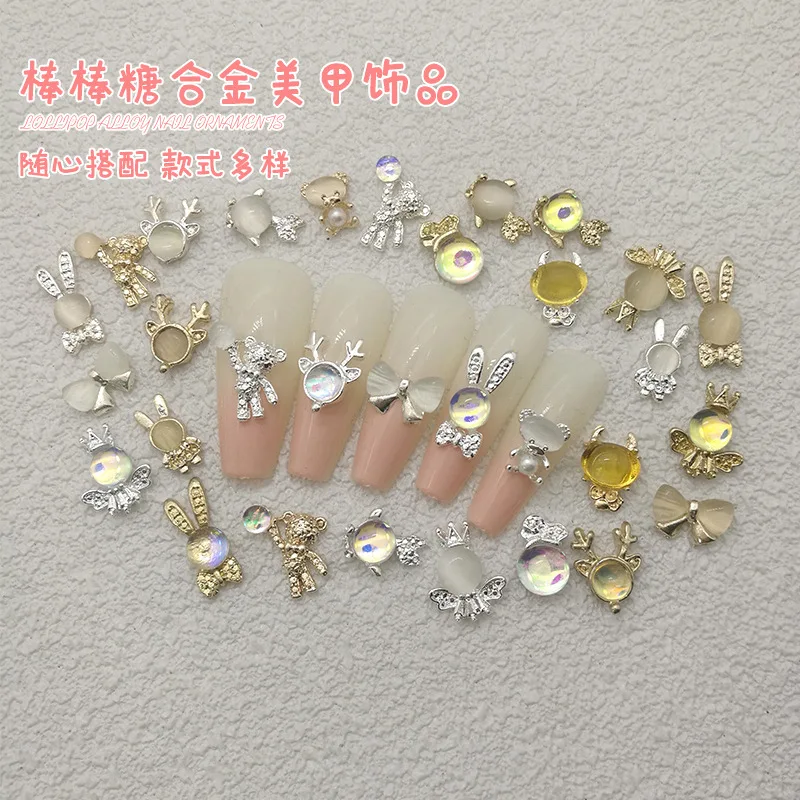 10pcs 2023 New Shiny Nail Alloy Jewelry Lovely Bunny Bear Lollipop Nail Charms Luxury Diamond Nails Design Accessories Wholesale
10pcs 2023 New Shiny Nail Alloy Jewelry Lovely Bunny Bear Lollipop Nail Charms Luxury Diamond Nails Design Accessories Wholesale
