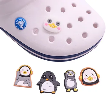 1PCS Animal Penguin Duck Shoes Charms Accessories Buckle Clog Sandals Decorations DIY Wristbands Croc Jibz Kids Party Gift