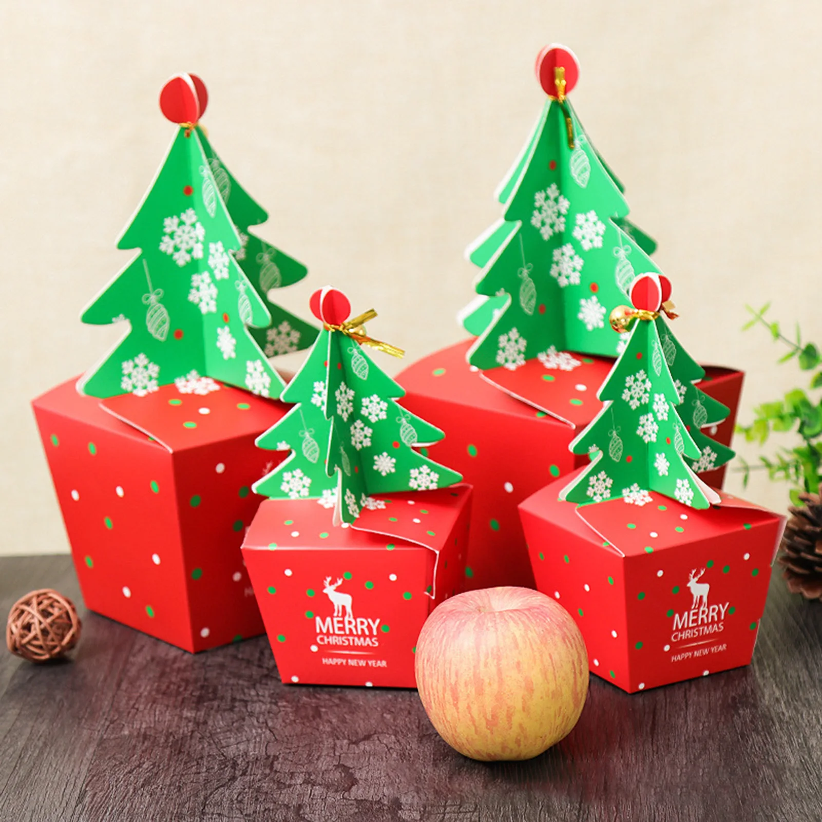 

5 шт., коробки для хранения конфет, подарочные коробки с колокольчиком, Рождественская Подарочная коробка, украшения для свадьбы, Рождества, дня рождения, распродажа