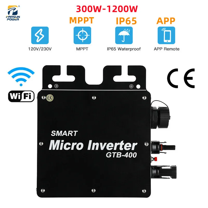 WiFi Inverter Smart Grid Tie MPPT 300W 350W 400W 600W 700W 800W 1000W 1200W IP65 Micro Solar Inverter 120/230V Converter Charger
WiFi Inverter Smart Grid Tie MPPT 300W 350W 400W 600W 700W 800W 1000W 1200W IP65 Micro Solar Inverter 120/230V Converter Charger
