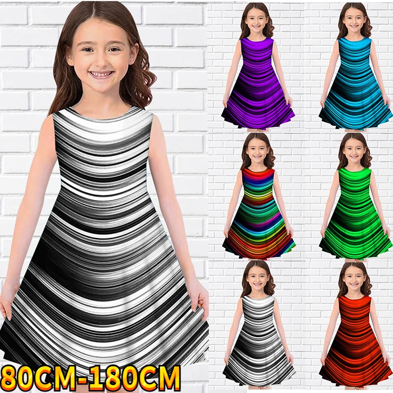 Kids Little Girls Sleeveless Dress Stripes 3D Kids Gradient Print Daily Casual Cute Sweet Over Knee Sleeveless Dress 80-180CM
Kids Little Girls Sleeveless Dress Stripes 3D Kids Gradient Print Daily Casual Cute Sweet Over Knee Sleeveless Dress 80-180CM