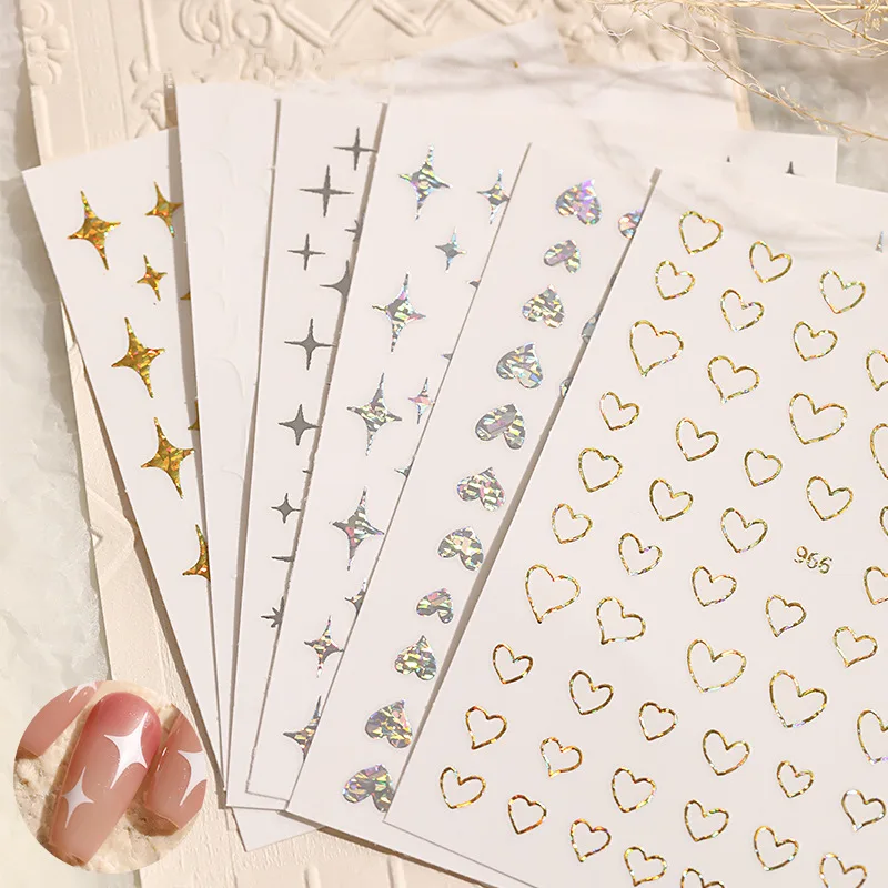 1PC New 3D Nail Stickers Laser Gold Heart Love Self-Adhesive Slider Letter Nail Art Decoration Stars Decals Manicure Accessories 
1PC New 3D Nail Stickers Laser Gold Heart Love Self-Adhesive Slider Letter Nail Art Decoration Stars Decals Manicure Accessories