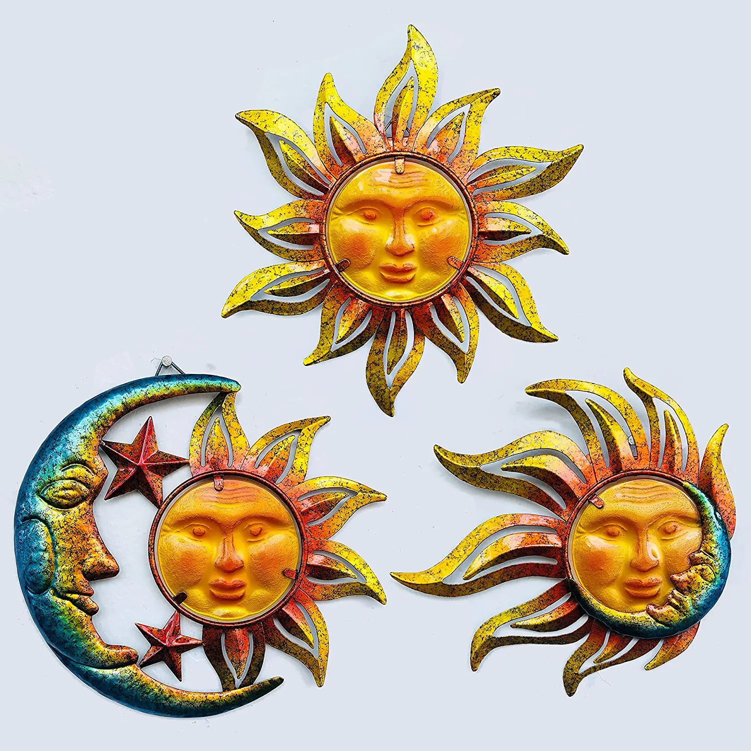 BVLFOOK Sun Face Металлический Настенный декор для улицы и помещения, Солнце Луна Звезда, металлический и стеклянный Подвесной Настенный декор для...
BVLFOOK Sun Face Металлический Настенный декор для улицы и помещения, Солнце Луна Звезда, металлический и стеклянный Подвесной Настенный декор для...
