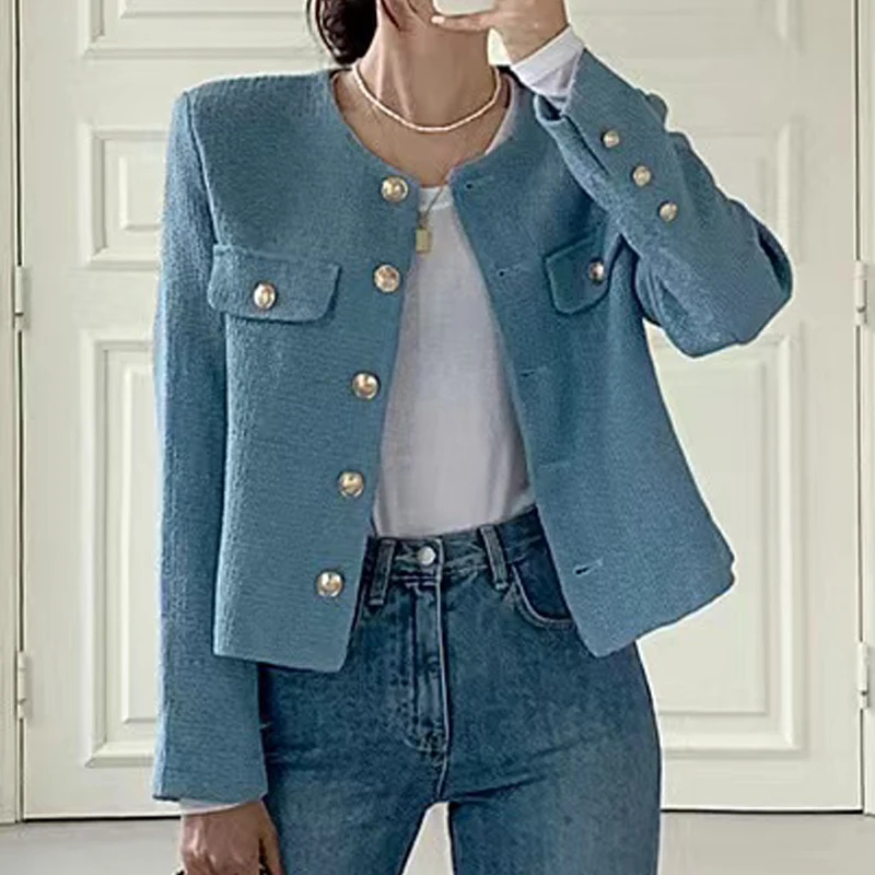 Brand Designers Autumn Winter Clothes Luxury Vintage Blue Tweed Jackets For Women 2023 Buttons Short Jaqueta Feminina Chaquetas
Brand Designers Autumn Winter Clothes Luxury Vintage Blue Tweed Jackets For Women 2023 Buttons Short Jaqueta Feminina Chaquetas
