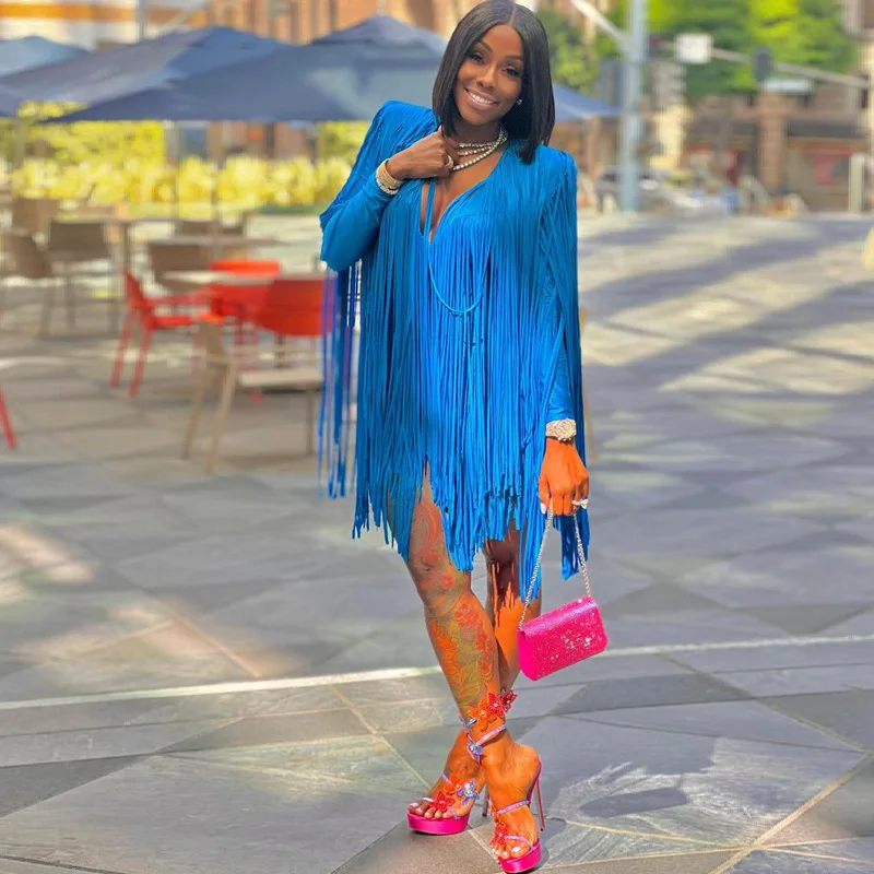 Long Tassel Mini Evening Party Dress 2022 Autumn Women Fashion Sexy Deep V Neck Long Sleeve Fringe Banquet Dresses Club Outfits
Long Tassel Mini Evening Party Dress 2022 Autumn Women Fashion Sexy Deep V Neck Long Sleeve Fringe Banquet Dresses Club Outfits