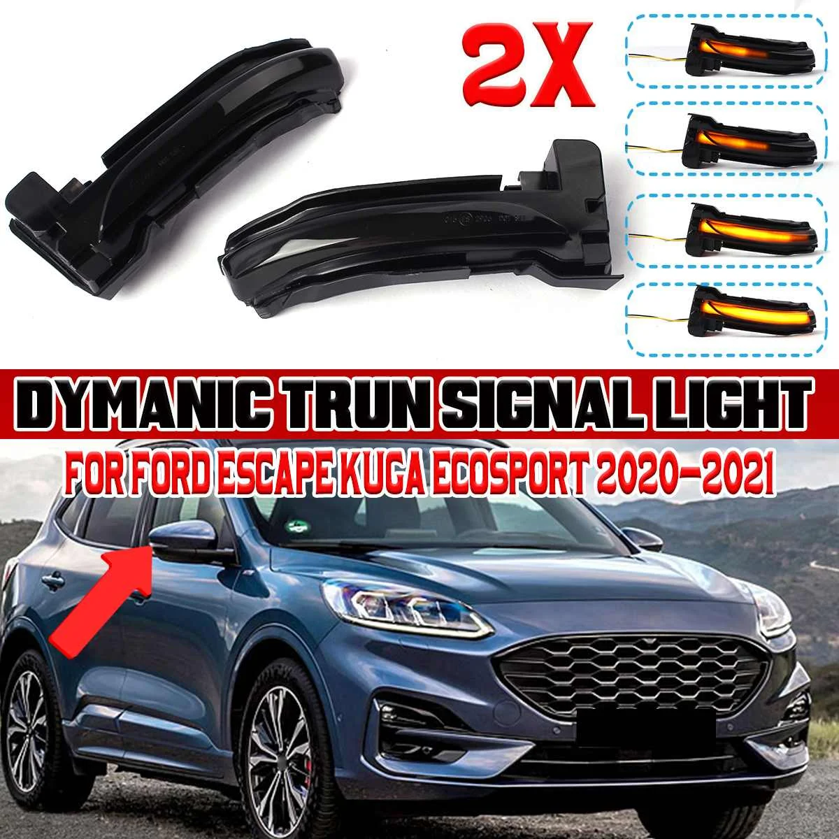 2 PCS For Ford Kuga Escape 2020-2021 Side Rearview Mirror Lights Flowing Water Indicator Dynamic Blinker LED Turn Signal Ligh
2 PCS For Ford Kuga Escape 2020-2021 Side Rearview Mirror Lights Flowing Water Indicator Dynamic Blinker LED Turn Signal Ligh
