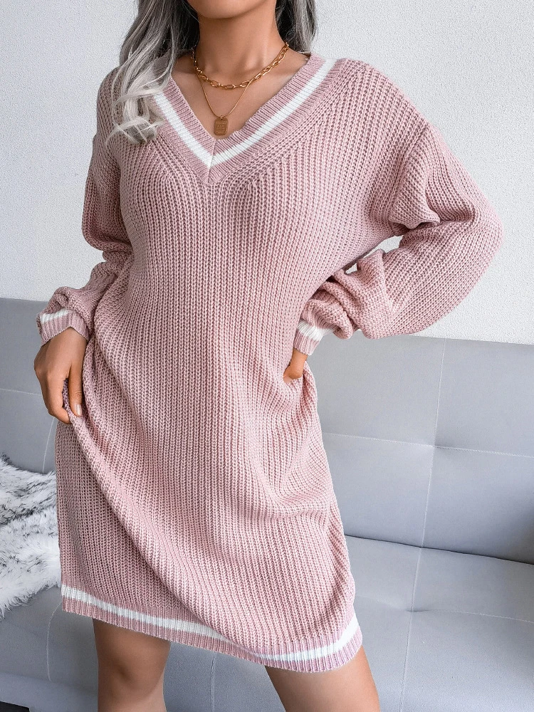 Knitted Sweater Women V-neck Casual Dress Female Solid Long Sleeves Loose Pullovers Ladies Long Jumper Tops Pull Oversize Femme
Knitted Sweater Women V-neck Casual Dress Female Solid Long Sleeves Loose Pullovers Ladies Long Jumper Tops Pull Oversize Femme