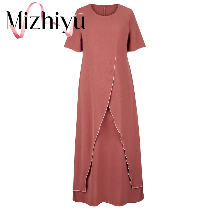 Fashion Summer Dress Women's Splicing Round Neck Casual Solid Color Short Sleeve Vestidos Women's High Waist Robe Party Club
Fashion Summer Dress Women's Splicing Round Neck Casual Solid Color Short Sleeve Vestidos Women's High Waist Robe Party Club