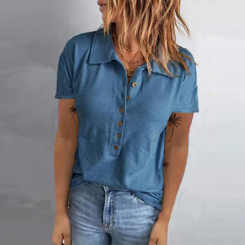 Summer Button For Women T-shirt Short Sleeve Solid Female Tops and Blouses and Shirts Turn-down Collar Fashion Ladies Blouses
Summer Button For Women T-shirt Short Sleeve Solid Female Tops and Blouses and Shirts Turn-down Collar Fashion Ladies Blouses