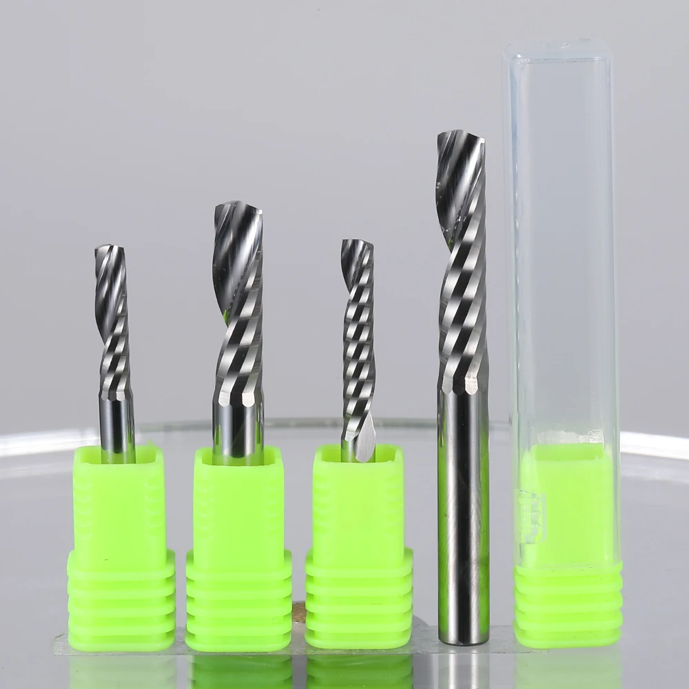 5pcs 3.175/4/5/6/8/10/12mm AAA Single Flute Spiral CNC End Mill Carbide router bit For Acrylic PVC MDF Wood Milling Cutter |
