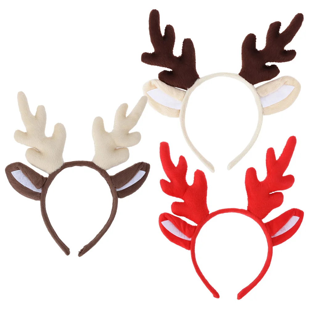 

3 Pcs Gift Xmas Hair Accessories Christmas Party Headdress Prom Antler Bands Headbands Elk Cosplay Accessory