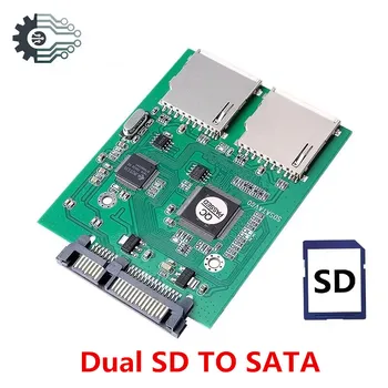 2 Port Dual SD SDHC Secure Digital MMC Memory Card to 7 15P SATA Serial ATA Converter Adapter