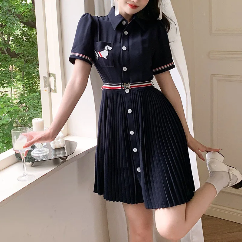 High Quality Korean Fashion TB Puppy Embroidered Polo Neck Fashion Casual Dress Women's Pleated Skirt In Summer of 2023
High Quality Korean Fashion TB Puppy Embroidered Polo Neck Fashion Casual Dress Women's Pleated Skirt In Summer of 2023