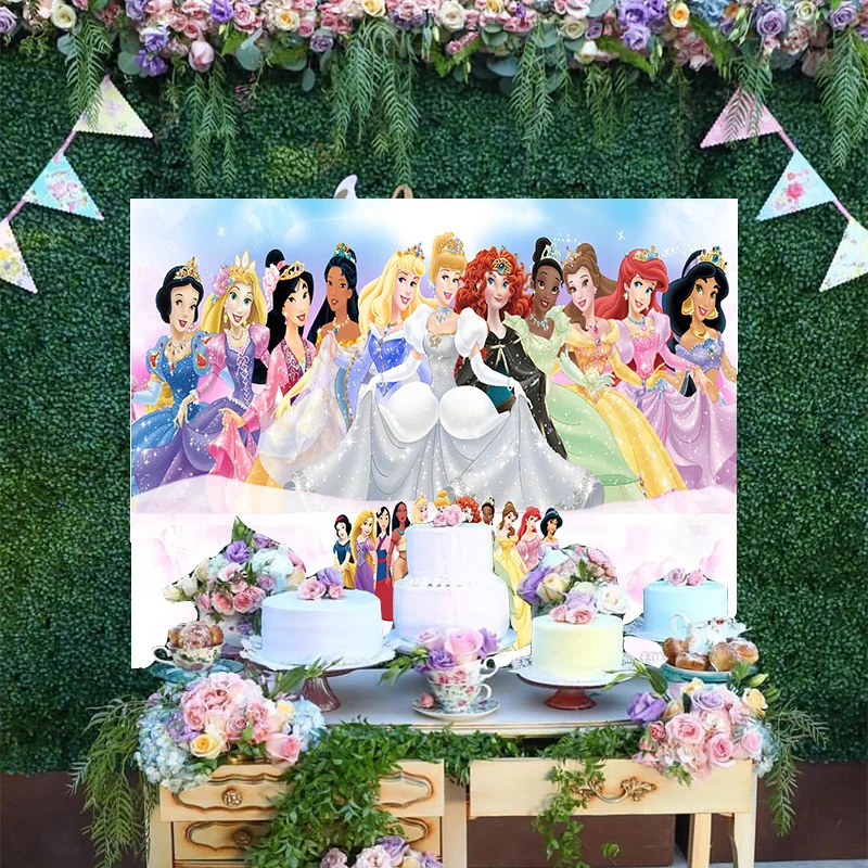 Cartoon Disney Girls Princess Cinderella Moana Sleeping Beauty Aurora Aladdin Jasmine Mulan Backdrop Birthday Party Background
Cartoon Disney Girls Princess Cinderella Moana Sleeping Beauty Aurora Aladdin Jasmine Mulan Backdrop Birthday Party Background