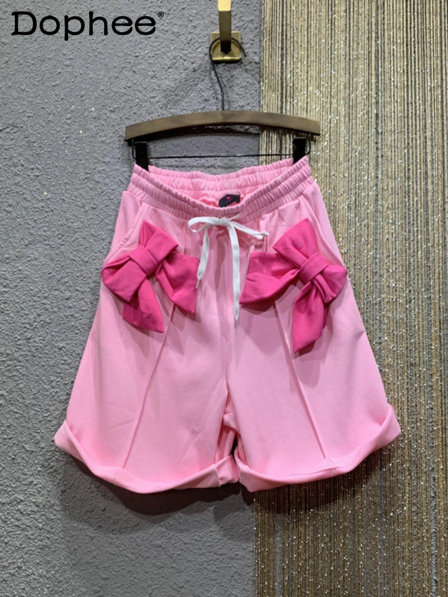 Korean Fashion Pink Casual Short Pants Women's Sweet Bow Summer Elastic High Waist Loose Oversized Cropped Sweatpants Shorts
Korean Fashion Pink Casual Short Pants Women's Sweet Bow Summer Elastic High Waist Loose Oversized Cropped Sweatpants Shorts