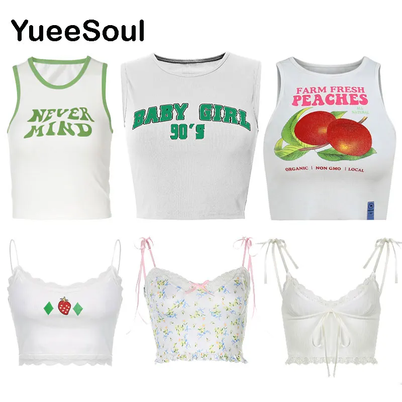 White Crop Top 2022 New Summer Print Sleeveless Basic Women Tank Top Y2K Vintage Cute Sweet Fairy Grunge Casual Corset Tops
White Crop Top 2022 New Summer Print Sleeveless Basic Women Tank Top Y2K Vintage Cute Sweet Fairy Grunge Casual Corset Tops