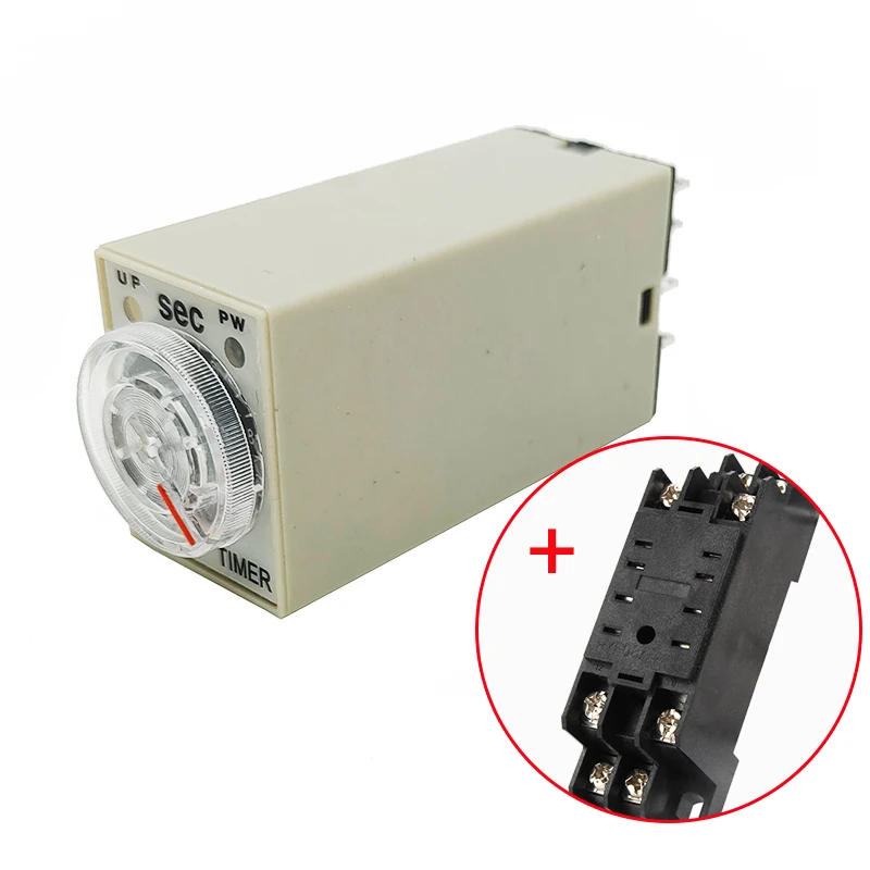 

Power On Delay Time Relay H3Y-2 Rotary Knob DPDT 1S/5S/10S/30S/60S/3M/5M/10M/30M/60M Timing Relay 12V 24V 220v AC Timer Switch