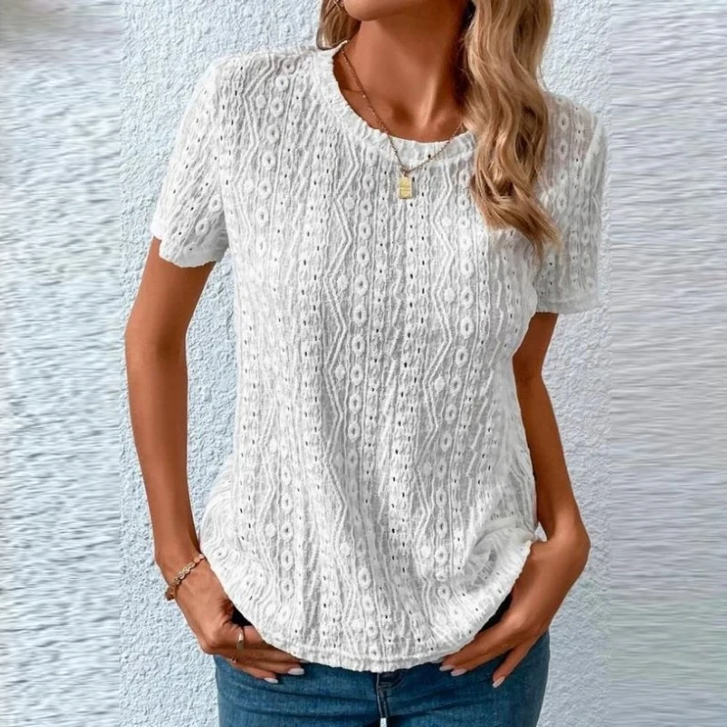 Casual Hollow Out Short Sleeve Shirt Women Blouses Fashion Round Collar Solid Ladies Tops Summer Loose Clothes New Blusas 28316
Casual Hollow Out Short Sleeve Shirt Women Blouses Fashion Round Collar Solid Ladies Tops Summer Loose Clothes New Blusas 28316