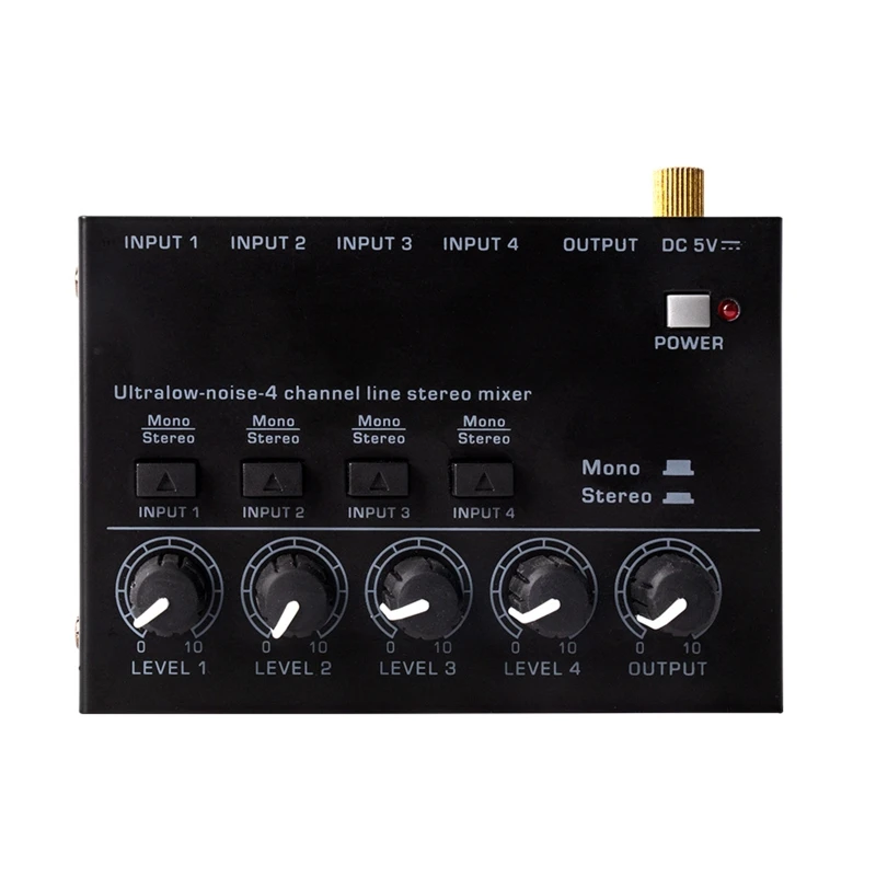 Professional Mixer Stereo 4 Channel Mixer DC 5V Mixer for Recording Studio Console Stage Amplifiers
Professional Mixer Stereo 4 Channel Mixer DC 5V Mixer for Recording Studio Console Stage Amplifiers