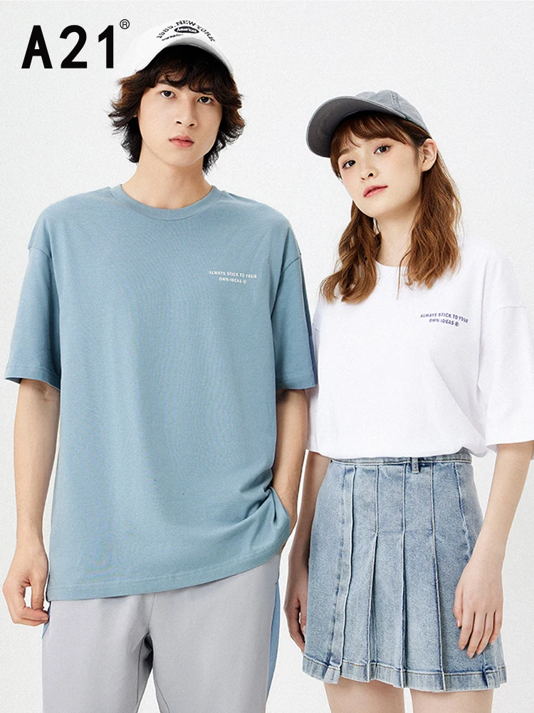 A21 Women Summer Casual O-neck Short Sleeves Tees 2022 New Female Oversized 100% Cotton Fashion White Couple Print Tops T-shirts
A21 Women Summer Casual O-neck Short Sleeves Tees 2022 New Female Oversized 100% Cotton Fashion White Couple Print Tops T-shirts