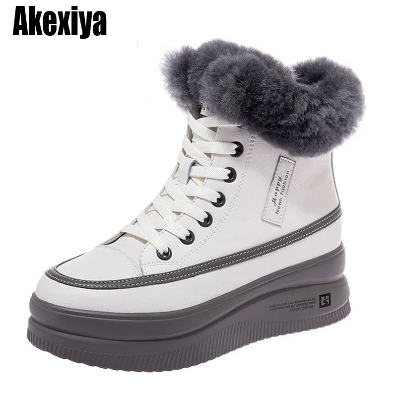 Thick Sole Soft Genuine Leather Women Snow Boots High Platform Black wool Chunky Sneakers Warm Plus Velvet Winter Boots BC5015
Thick Sole Soft Genuine Leather Women Snow Boots High Platform Black wool Chunky Sneakers Warm Plus Velvet Winter Boots BC5015