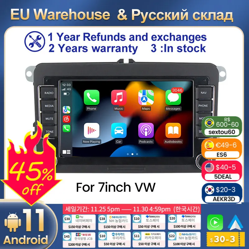 Android Car DVD For VW Volkswagen Polo Tiguan Golf 6 7 Passat b7 b6 Jetta Skoda Octavia Seat Support Carplay+Auto WIFI RDS BT
Android Car DVD For VW Volkswagen Polo Tiguan Golf 6 7 Passat b7 b6 Jetta Skoda Octavia Seat Support Carplay+Auto WIFI RDS BT