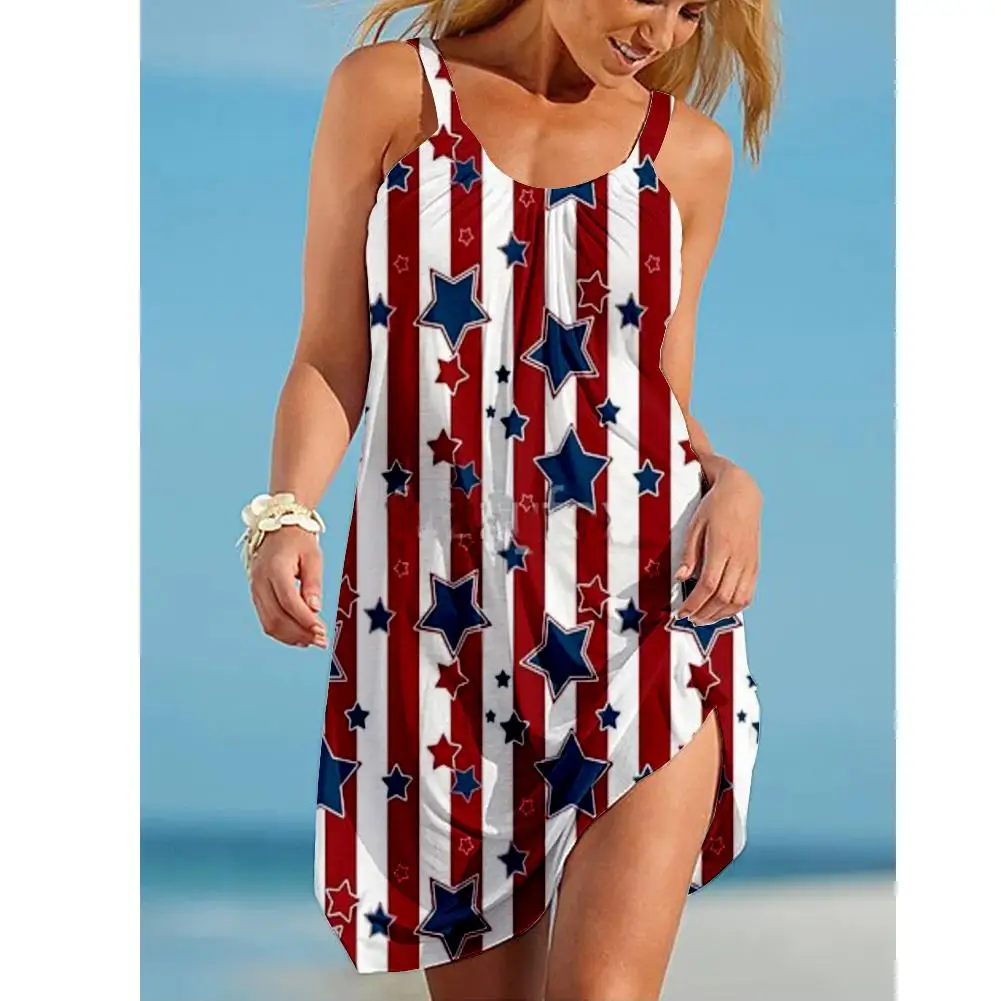 Summer Party Dresses Sleeveless Hem Sundress Camisole Short dress Star Print Beach Dress Women Sexy Fashion Strap Mini Dress
Summer Party Dresses Sleeveless Hem Sundress Camisole Short dress Star Print Beach Dress Women Sexy Fashion Strap Mini Dress