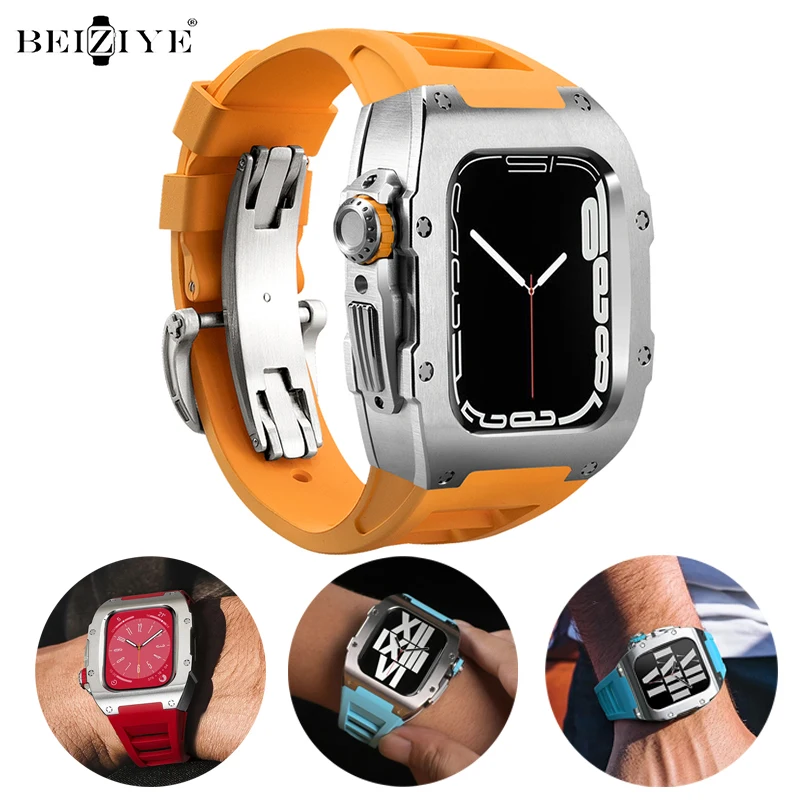 Stainless Steel Case Rubber Strap For Apple Watch 8 45mm Metal Band Luxury Modification Mod Kit For iWatch Series 7 6 54 SE 44mm
Stainless Steel Case Rubber Strap For Apple Watch 8 45mm Metal Band Luxury Modification Mod Kit For iWatch Series 7 6 54 SE 44mm