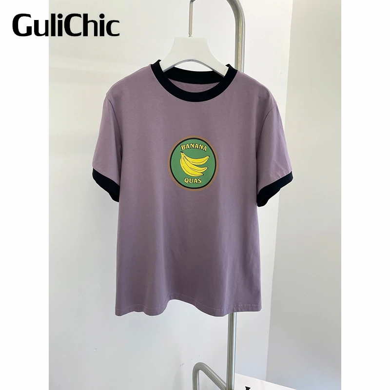 3.4 GuliChic Banana Print Contrast Color Round Neck Cotton Short Sleeve Casual T-Shirt Women
3.4 GuliChic Banana Print Contrast Color Round Neck Cotton Short Sleeve Casual T-Shirt Women