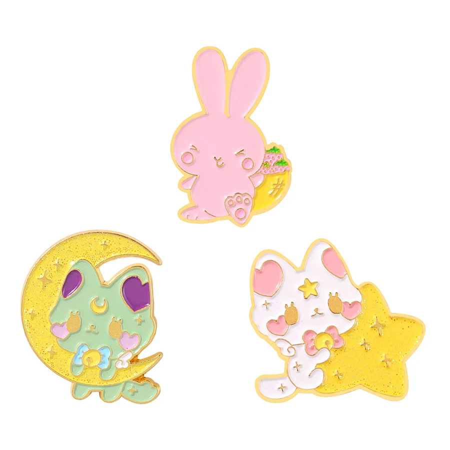 Pink Rabbit Alloy Brooch Exquisite Design Star Cat Moon Frog Shape Paint Badge Lapel Pin 
Pink Rabbit Alloy Brooch Exquisite Design Star Cat Moon Frog Shape Paint Badge Lapel Pin