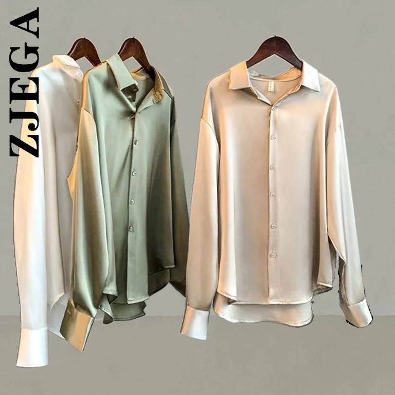 Zjega Women Spring Shirt Slim Simple Women Top Elegant Satin Imitation Silk Shirts Retro Friends Basic Style Female Tops
Zjega Women Spring Shirt Slim Simple Women Top Elegant Satin Imitation Silk Shirts Retro Friends Basic Style Female Tops