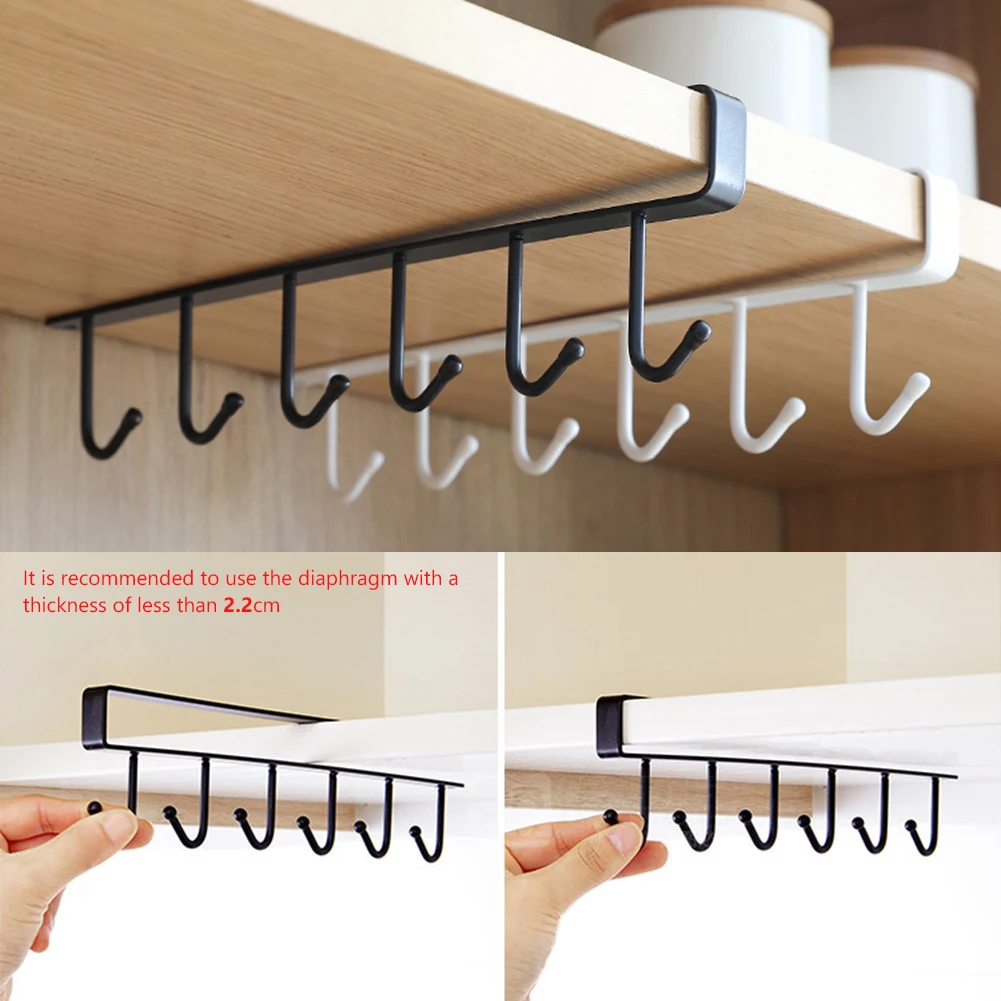 High quality Wine Glass Rack Cabinet Under Shelf Kitchen Supplies 6-Hook Holder Cup Kitchen Paper Cup Storage Hanger Organizer
High quality Wine Glass Rack Cabinet Under Shelf Kitchen Supplies 6-Hook Holder Cup Kitchen Paper Cup Storage Hanger Organizer