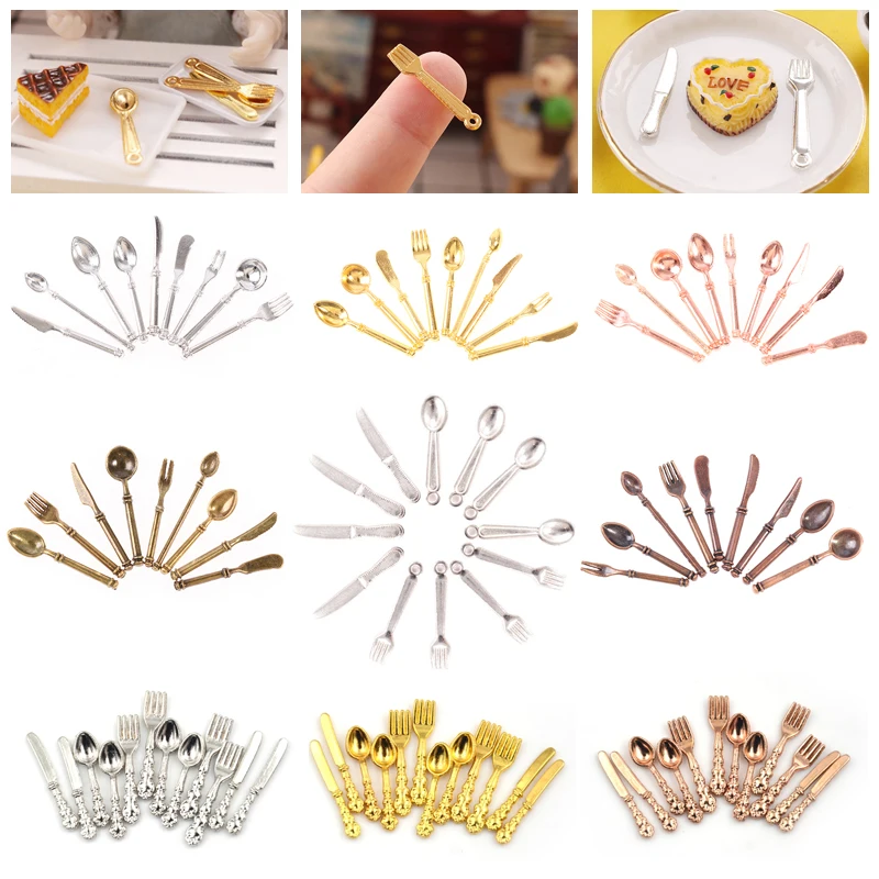 1set Vintage Dollhouse Miniatures Tableware Mini Cutlery Knife Fork Spoon Childrens Toy For Doll House Decor
1set Vintage Dollhouse Miniatures Tableware Mini Cutlery Knife Fork Spoon Childrens Toy For Doll House Decor