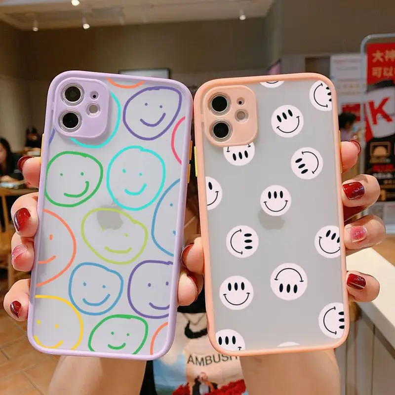 

FHNBLJ Fashion Cute Colorful Smile Phone Case for iPhone 11 12 13 mini pro XS MAX 8 7 6 6S Plus X 5S SE 2020 XR case