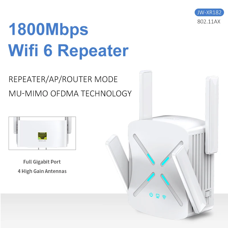 AX1800 двухдиапазонный 2,4 и 5 ГГц Гигабитный беспроводной удлинитель Wifi 6 ретранслятор 4 антенны Wi-Fi роутер большой диапазон Wlan Усилитель сигнал...
AX1800 двухдиапазонный 2,4 и 5 ГГц Гигабитный беспроводной удлинитель Wifi 6 ретранслятор 4 антенны Wi-Fi роутер большой диапазон Wlan Усилитель сигнал...