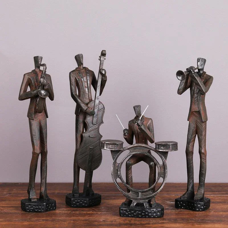 

Geometric Abstract Crafts Band Musicians Statue Desk Decoration Retro Character Resins Sculpture Ornaments Vintage Home Decor