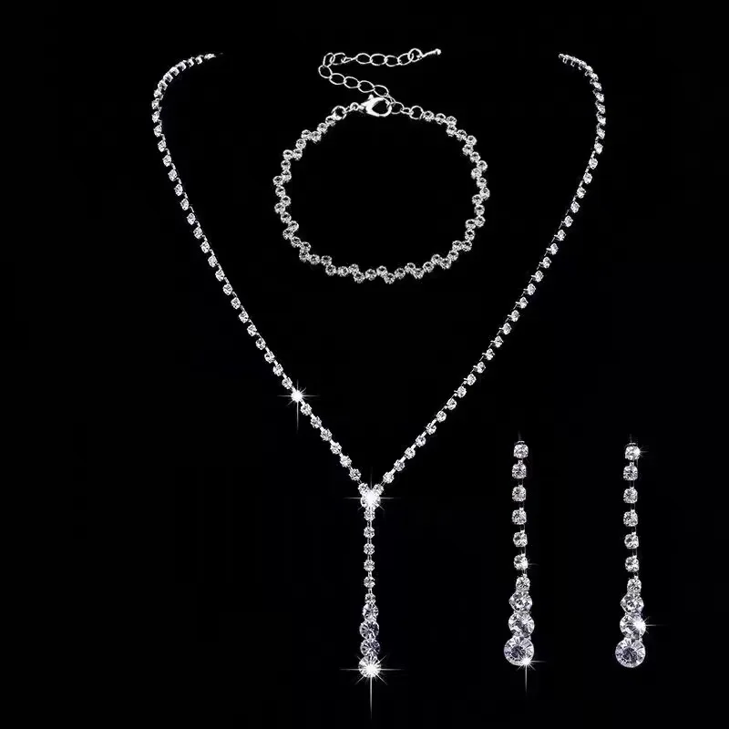 TREAZY NEW Celebrity Tennis Style Long Drop Crystal Necklace Earrings Bracelet Set Bridal Bridesmaid Wedding Jewelry Sets 
TREAZY NEW Celebrity Tennis Style Long Drop Crystal Necklace Earrings Bracelet Set Bridal Bridesmaid Wedding Jewelry Sets