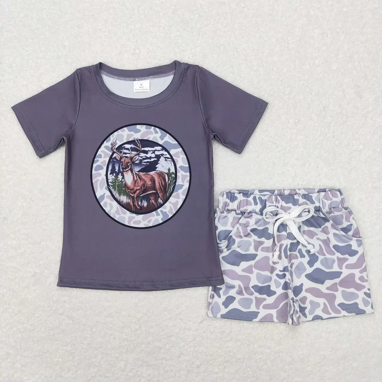 

Wholesale Baby Boy Summer Set Children Short Sleeves Camo Deer Tee T-shirt Toddler Infant Pocket Shorts Kids Boutique Outfit
