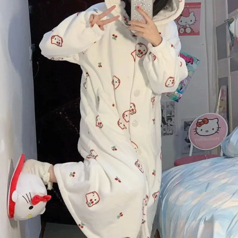 Hello Kitty Nightgown Plush Pajamas Anime Kawaii Kt Cat Winter Thickened Home Wear Women Cartoon Cute Nightwear for Girl Gift
Hello Kitty Nightgown Plush Pajamas Anime Kawaii Kt Cat Winter Thickened Home Wear Women Cartoon Cute Nightwear for Girl Gift