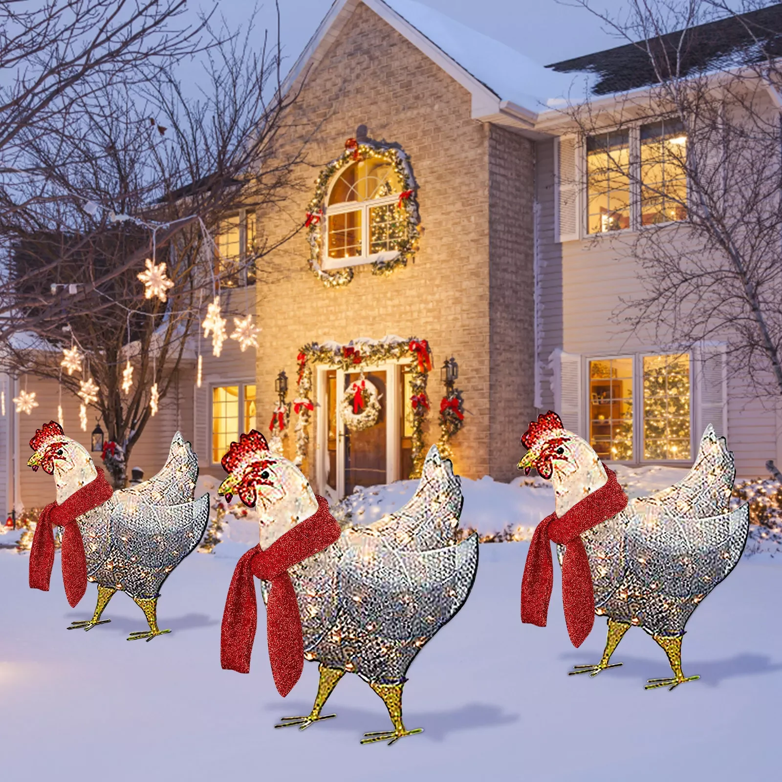 Light-Up Chicken With Scarf Christmas Decoration LED Christmas Outdoor Yard Ornaments Christmas Glowing Atmosphere Garden Decor
Light-Up Chicken With Scarf Christmas Decoration LED Christmas Outdoor Yard Ornaments Christmas Glowing Atmosphere Garden Decor