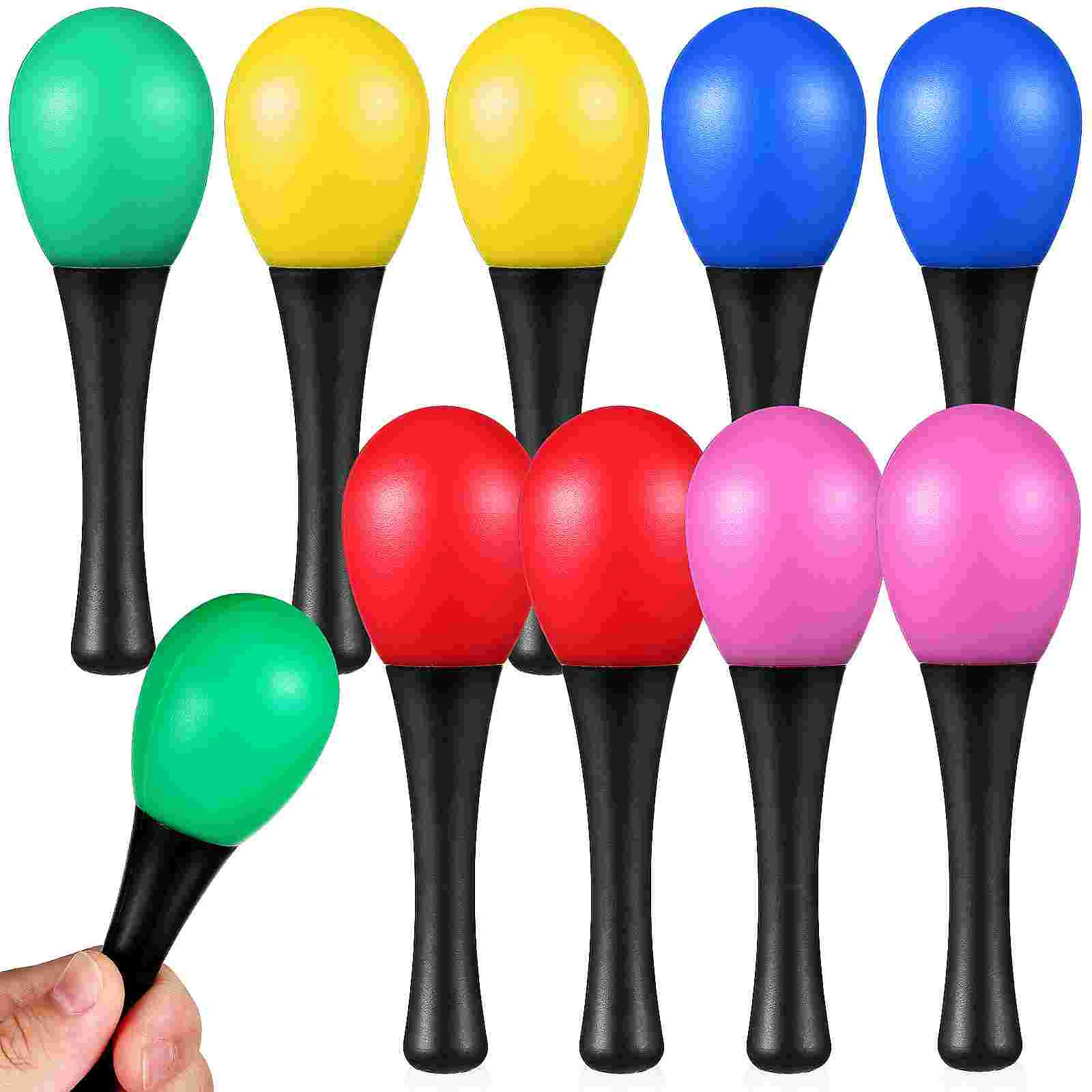 

10 Pcs Small Maraca Toy Percussion Instruments Maracas Musical Plastic Shaking Hammer Training Sand Mexican Party Favors