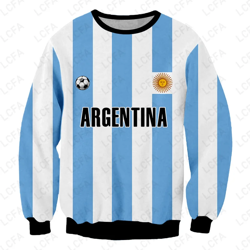 

3 Stars Argentina ARG Soccer 2022 Champion 3D Digital Printing Round Neck Casual Loose No Hat Sweater Men's Women's Pullovers