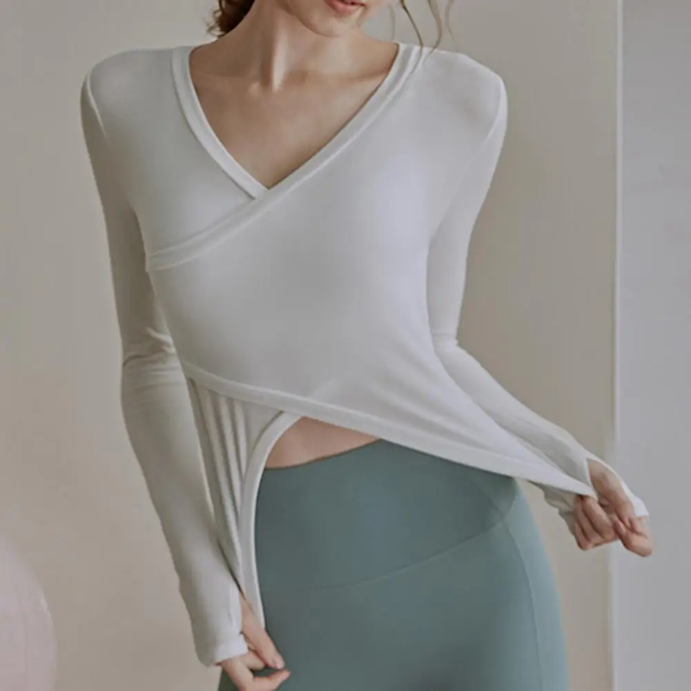 Women's V-neck Yoga T-shirt Irregular Long Sleeve Hem Cross Strap Women Sports Shirt Quick Dry Fitness Gym Tracksuit Clothing
Women's V-neck Yoga T-shirt Irregular Long Sleeve Hem Cross Strap Women Sports Shirt Quick Dry Fitness Gym Tracksuit Clothing