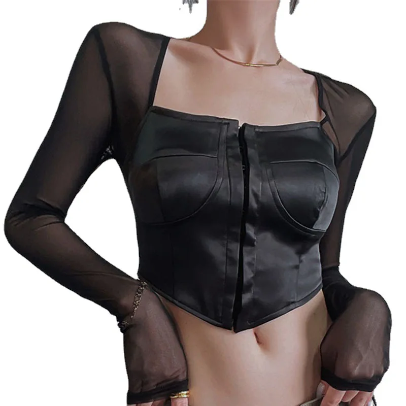 Satin Stitching Design Long-Sleeved T-shirt Women's Chest Cover Chest-Flattering Outerwear Bottoming Short Top
Satin Stitching Design Long-Sleeved T-shirt Women's Chest Cover Chest-Flattering Outerwear Bottoming Short Top