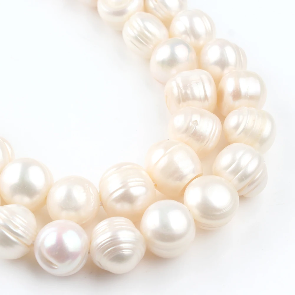 

12-13mm Natural White Freshwater Pearl Round Loose Beads for Beadwork Jewelry Making DIY Bracelet Necklace Wholesale Pelers 15''