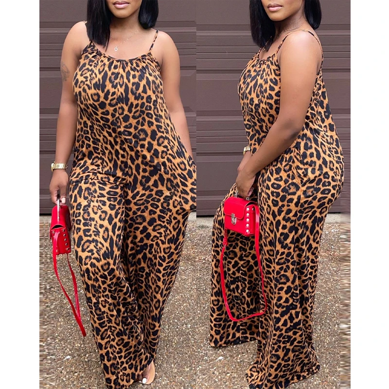 New Style Women's Sexy Leopard Wide Leg Spaghetti Strap Jumpsuit Loose Fit Sleevelets Outfits
New Style Women's Sexy Leopard Wide Leg Spaghetti Strap Jumpsuit Loose Fit Sleevelets Outfits
