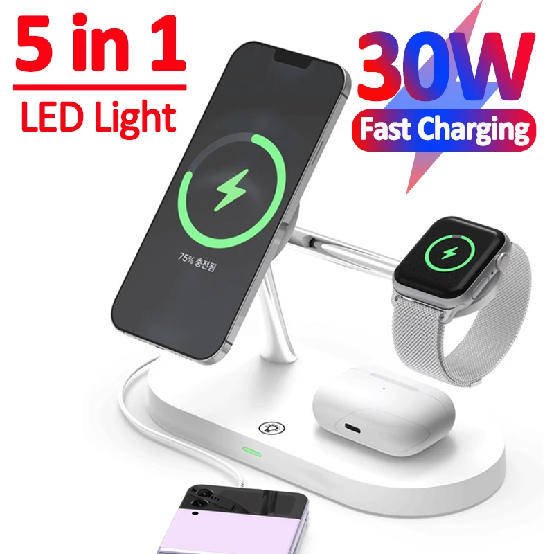 30W 3 in 1 Magnetic Wireless Charger Stand for iPhone 14 13 12 Pro Max Apple Watch 8 7 Airpods Induction Fast Charging Station
30W 3 in 1 Magnetic Wireless Charger Stand for iPhone 14 13 12 Pro Max Apple Watch 8 7 Airpods Induction Fast Charging Station
