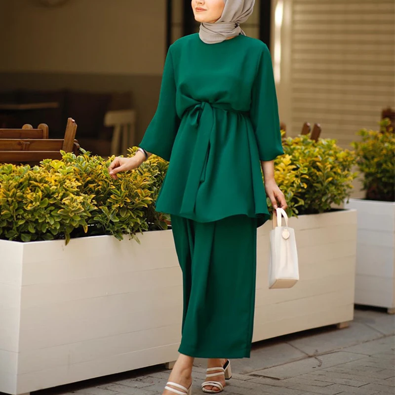 

Musulman Ensembles De Mode Eid Mubarak Kaftan Dubai Abaya Turkey Muslim Fashion Hijab Dress Sets Islam Clothing Abayas For Women